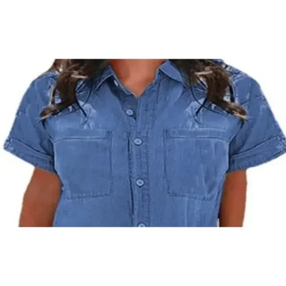 Button Down Mini Denim Dress - Image 5