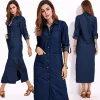 Casual Button Down Denim Dress - Image 3