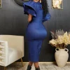 Flare Short Sleeve Denim Dress - Image 2