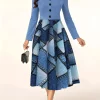 Printed Patchwork Denim Dress