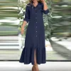 Ruffle Hem Maxi Denim Dresses - Image 2