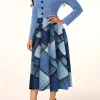 Printed Patchwork Denim Dress - Image 3