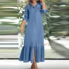 Ruffle Hem Maxi Denim Dresses