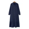 Ruffle Hem Maxi Denim Dresses - Image 3