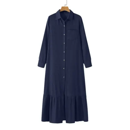 Ruffle Hem Maxi Denim Dresses - Image 3
