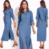 Casual Button Down Denim Dress - Image 2
