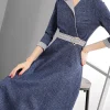 A-line Half Sleeve Denim Dress - Image 2
