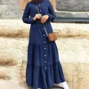 Plus Size Long Sleeve Denim Dress - Image 3