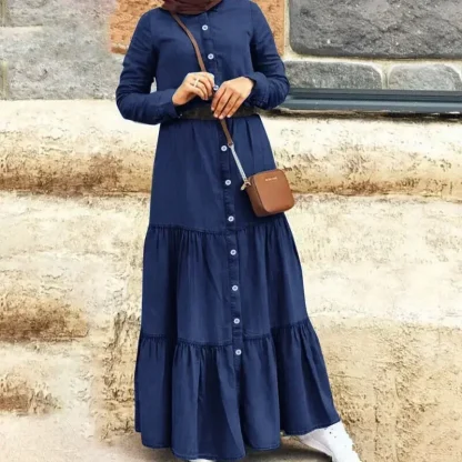 Plus Size Long Sleeve Denim Dress - Image 3