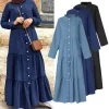 Plus Size Long Sleeve Denim Dress - Image 6