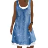 Plus Size Sleeveless Denim Dress