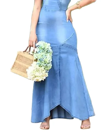 V-neck Elegant Denim Dress - Image 3