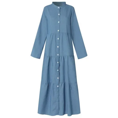 Plus Size Long Sleeve Denim Dress - Image 5