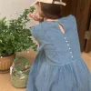 Casual Crew Neck Denim Dress - Image 6