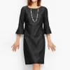 Half Sleeve Solid Denim Dress - Image 2