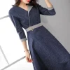 A-line Half Sleeve Denim Dress