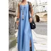 Sleeveless Maxi Denim Dress - Image 3