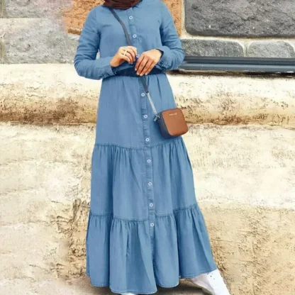 Plus Size Long Sleeve Denim Dress