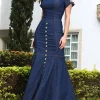 Elegant Mermaid Denim Dress