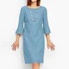 Half Sleeve Solid Denim Dress