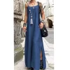 Sleeveless Maxi Denim Dress - Image 2