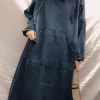 Hooded Oversized Denim Dress - Image 7