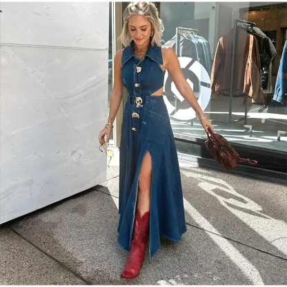 Waist Cutout Sexy Denim Dress