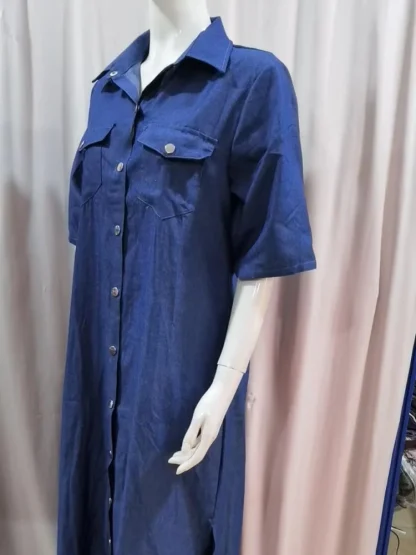 Button Down Long Denim Dress - Image 4