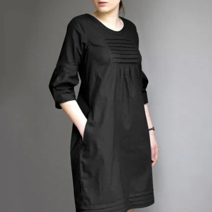 Pleated Chest Casual Denim Dresses - Image 5