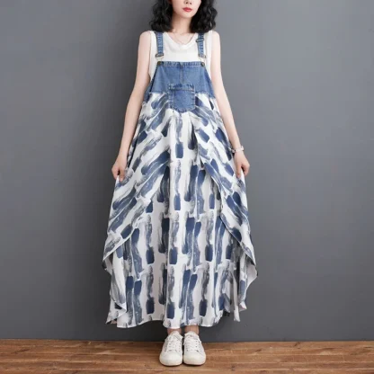 Suspender Flowy Denim Dress - Image 3