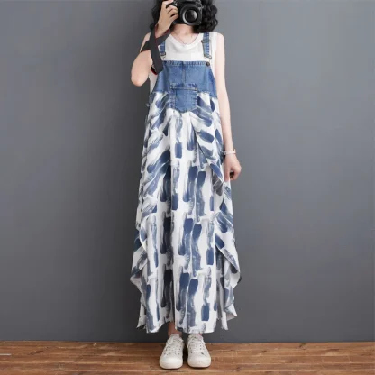 Suspender Flowy Denim Dress - Image 2
