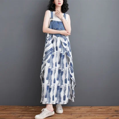 Suspender Flowy Denim Dress - Image 5